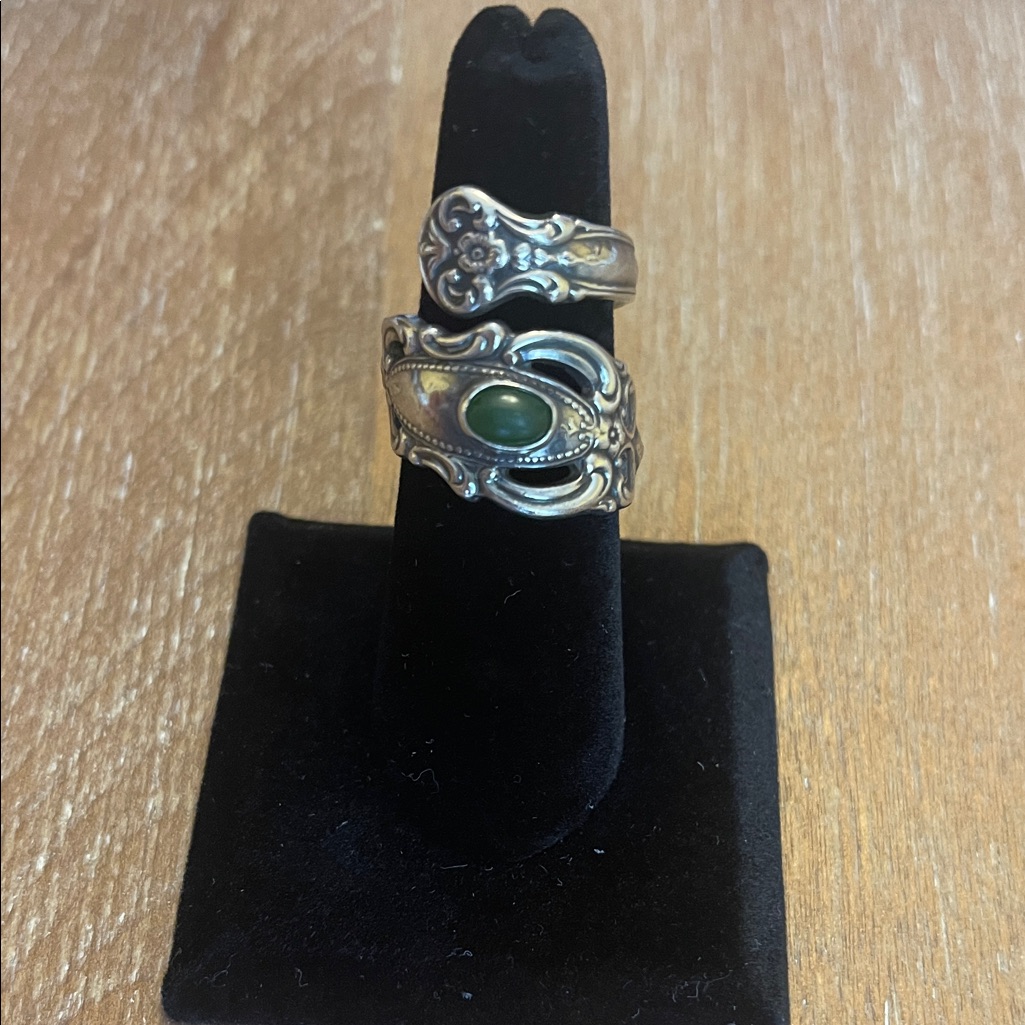 Jade Grand Duchess Towle Vintage (1973) Sterling Silver Spoon Ring